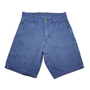 VTG Wrangler 555BBRS Striped Blue Denim Long Shorts USA Made Kids Boys Size 8